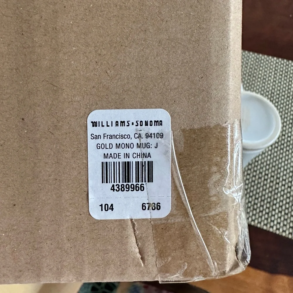 Williams Sonoma J Monogram Mug